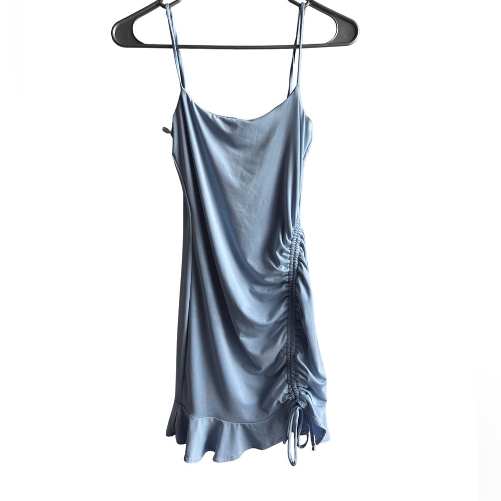 Blue silk dress
